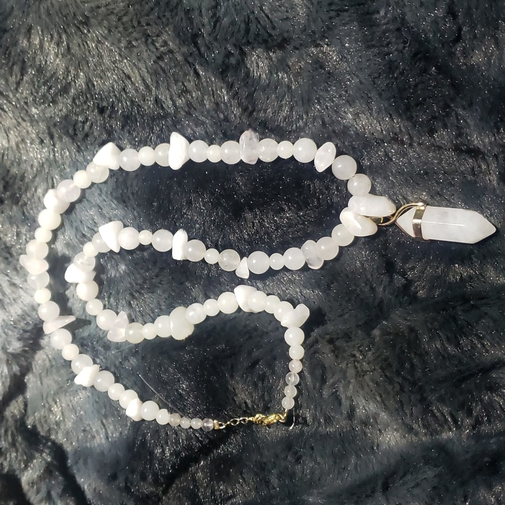 Milky Quartz and white Quartz necklace